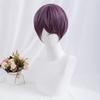 Harajuku-style purple short wig, semi-long, men's, fashionable, with net, natural look, unisex