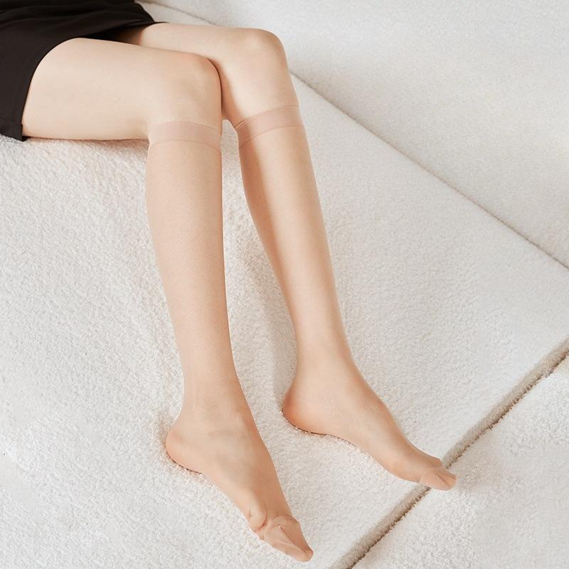 Ultra-thin Mid-calf Stockings for Women, Summer Knee-high Concealer Beauty Socks, Slightly Press To Show Slim Legs