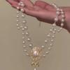 Bowknot Pendant Imitation Pearl Necklace Palace Style Bridal Jewelry Accessories  Gift S