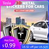 Samolepka na auto 2025 Nová Tesla 1/2ks 3D kovové samolepky na karoserii auta Vlastní odznaky Dekorace Autopříslušenství Pro Tesla Model 3 Y X S Ro