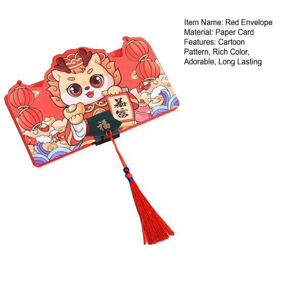 Dobrável envelope vermelho cor vibrante adorável padrão ultraleve 2024 dragão ano novo sorte dinheiro envelope vermelho