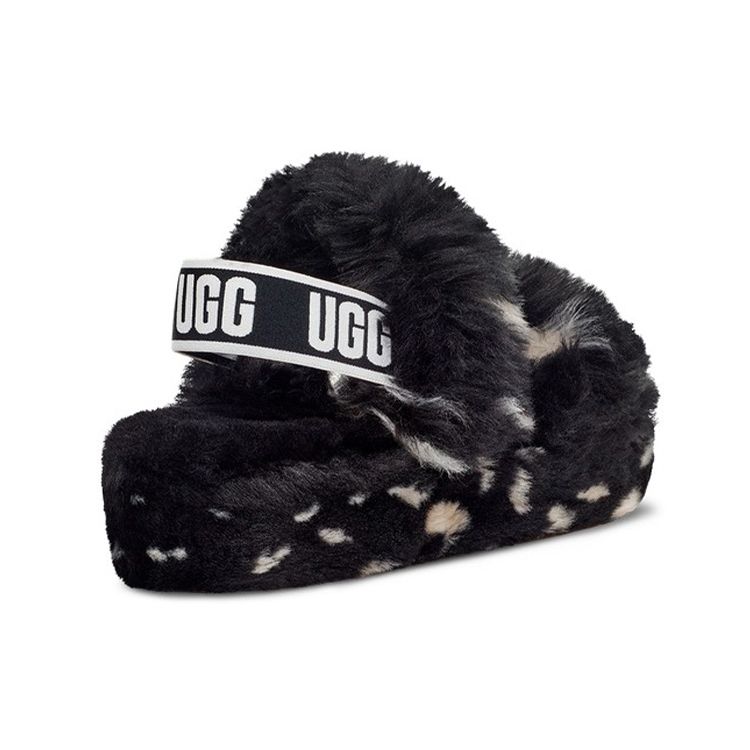 UGG  Oh Yeah Slide Black White Spots Women Sneakers 1118165-BLK