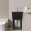 Black Freestanding Laundry Utility Sink with Rotatable 360° Faucet & Soap Dispenser, Modern Rectangular Tub for Laundry Room