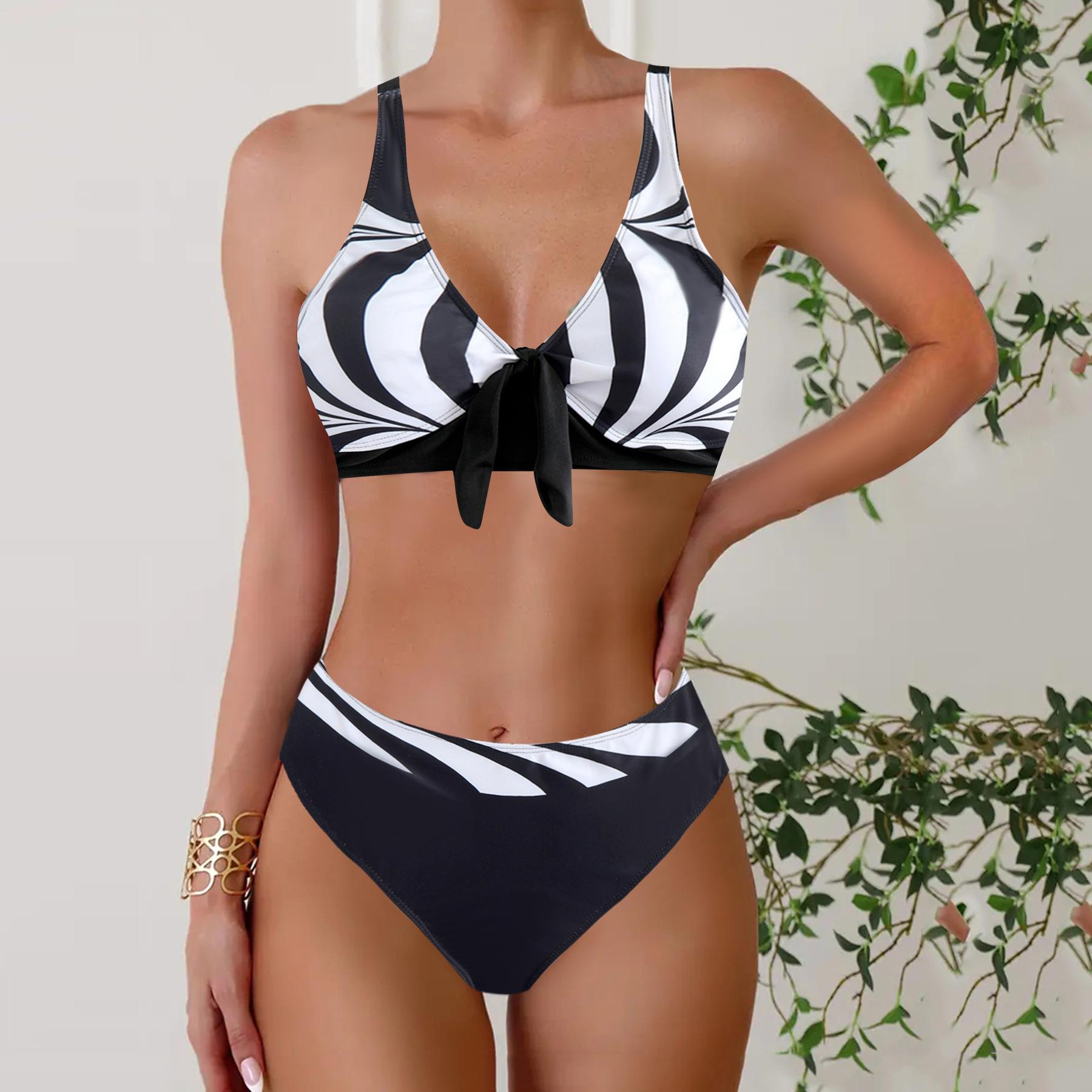 

Sexy bikini split bikini halter swimsuit gather swimsuit 5XL чорний