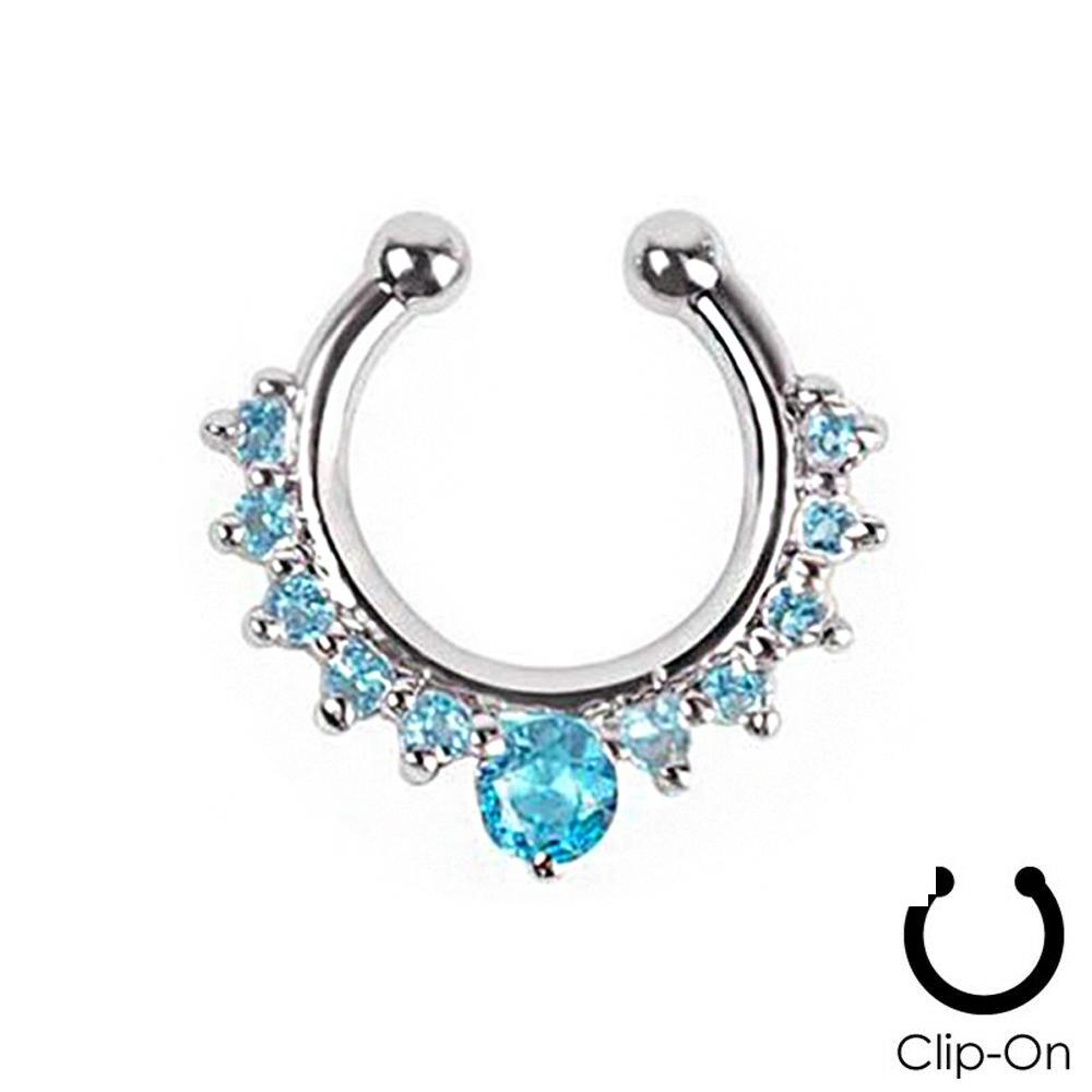 16g Steel Gold CZ Septum Fake Piercing Mix Styles Falso Septum Nose Rings Clickers Men Body Jewelry Piercing Nariz Daith Helix