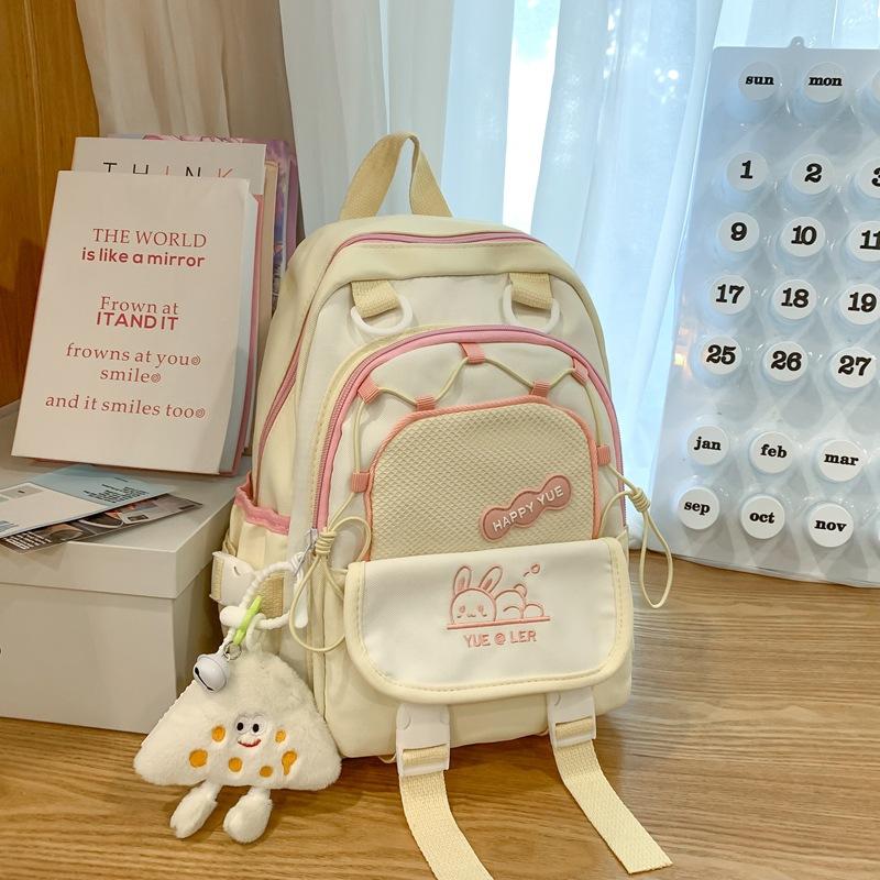 Japanese Macaron Backpack New Schoolbag Contrast Color Large Capacity Backpack for Junior High School Students