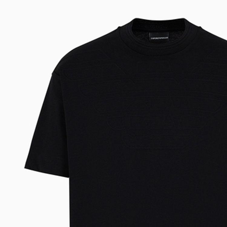 Emporio Armani Solid Color Round Neck Drop Shoulder Short Sleeve T-Shirt Men Tops Black 3D1T94-1JWZZ-0030