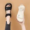 Sandały sportowe damskie lato 2025 nowe gówno-kroczące płaskodenne na rzepy kobiety w ciąży miękkie podeszwy antypoślizgowe rzymskie buty plażowe