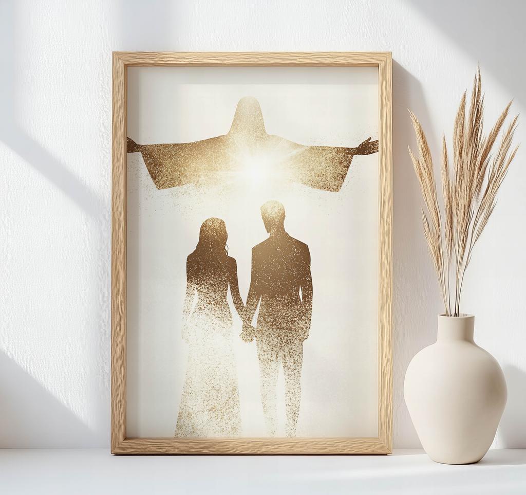 Pamiątka Ślubna Plakat Ślubne Błogosławieństwo Pamiątka Ślubna Plakat Ślubne Błogosławieństwo, 30X40 Cm, Rama Drewniana Biała, Papier Matowy 230 Gsm