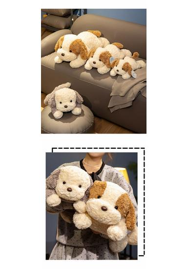 New Smiley Face Lying Down Dog Plush Toy - Cute Soothing Doll for Sleep