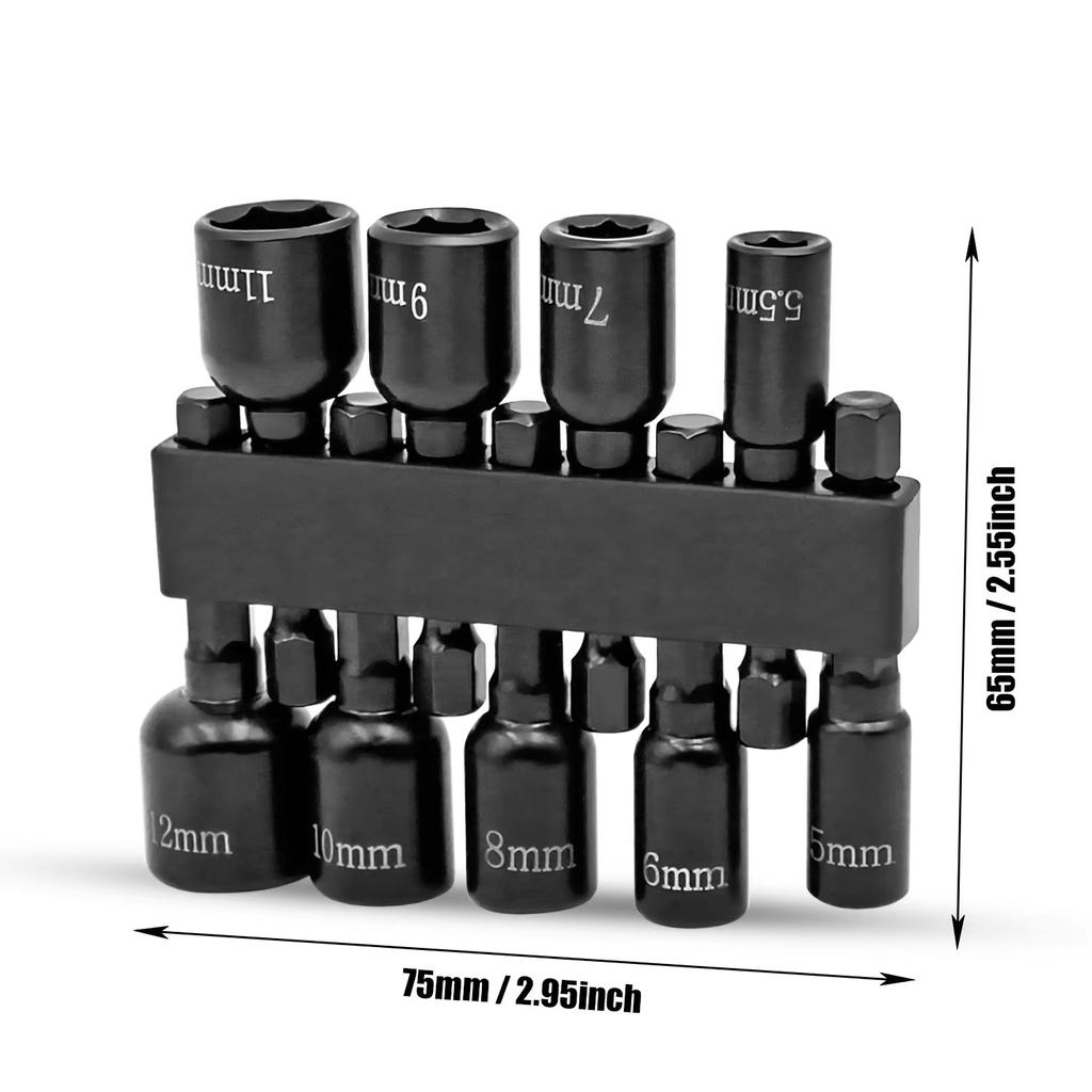 9pcs Electronic Hex Key Socket Set with 1/4 Inch Hex Shank Power Nut Driver Set Metric Hex Socket Drill Bits Chuck Adapter