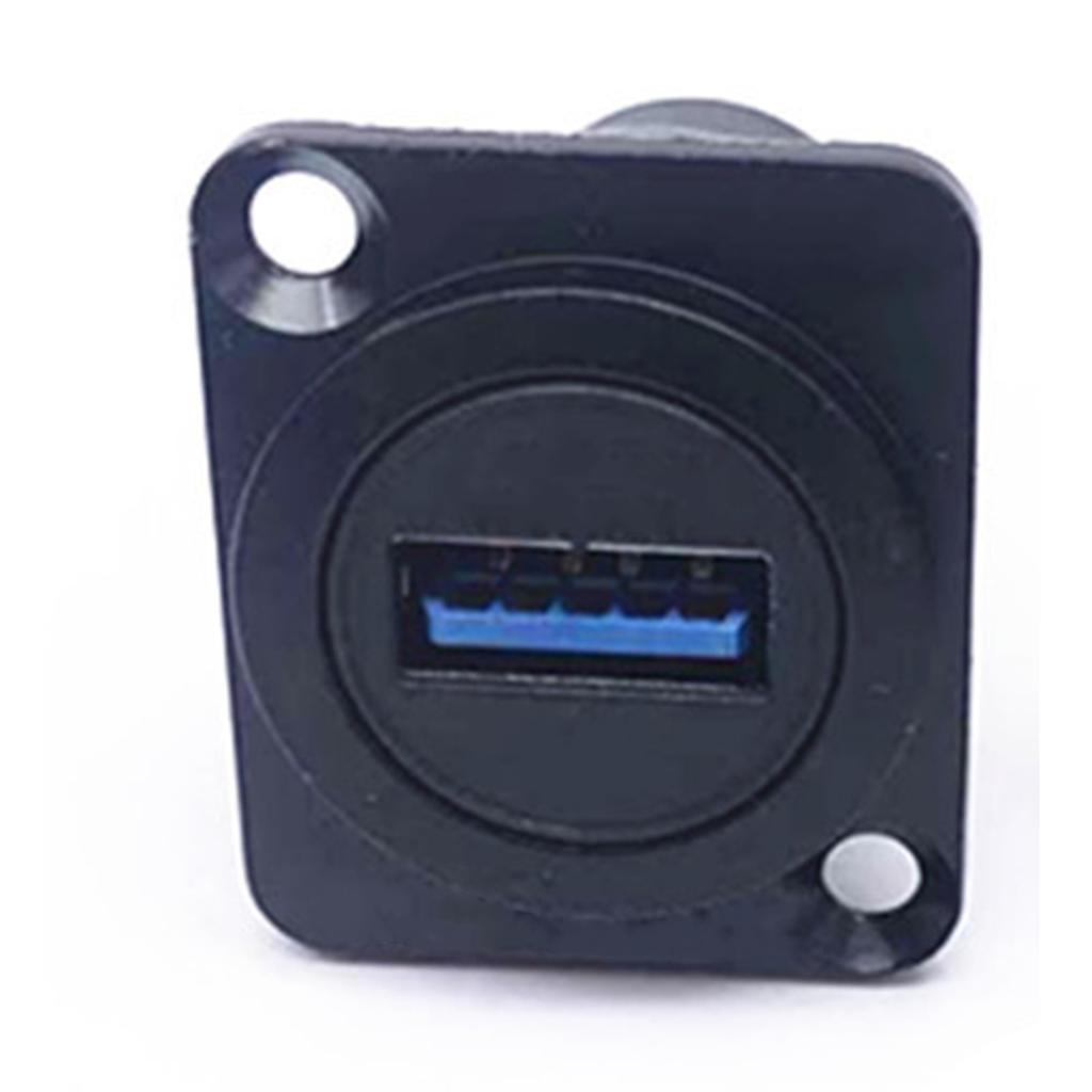 USB3.0 Panel Mount Connector Female To Female Stable Data Transmission D Type USB Socket for 86 Cabinet Panel Black