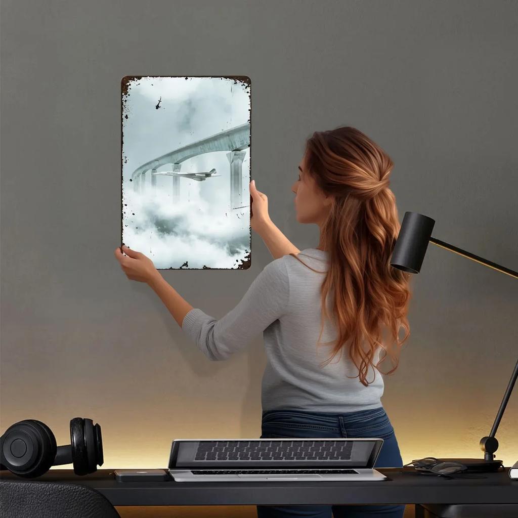 Concorde Above Clouds Tinplate Sign Airplane Poster Gaming Room Decoration Custom Metal Signs for Wall Art Decoration Retro