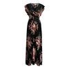 Women's Casual Floral Print V-Neck Ruffle Sleeveless Plus Size Dress Long