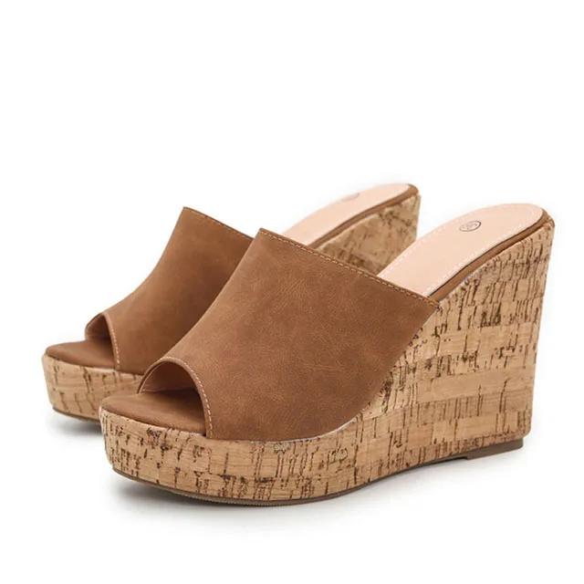 Comemore 2025 New Summer Woman Casual Platform Wedges Heels Slippers Open Toe Roman Women's Sandals Shoes Slides Mules