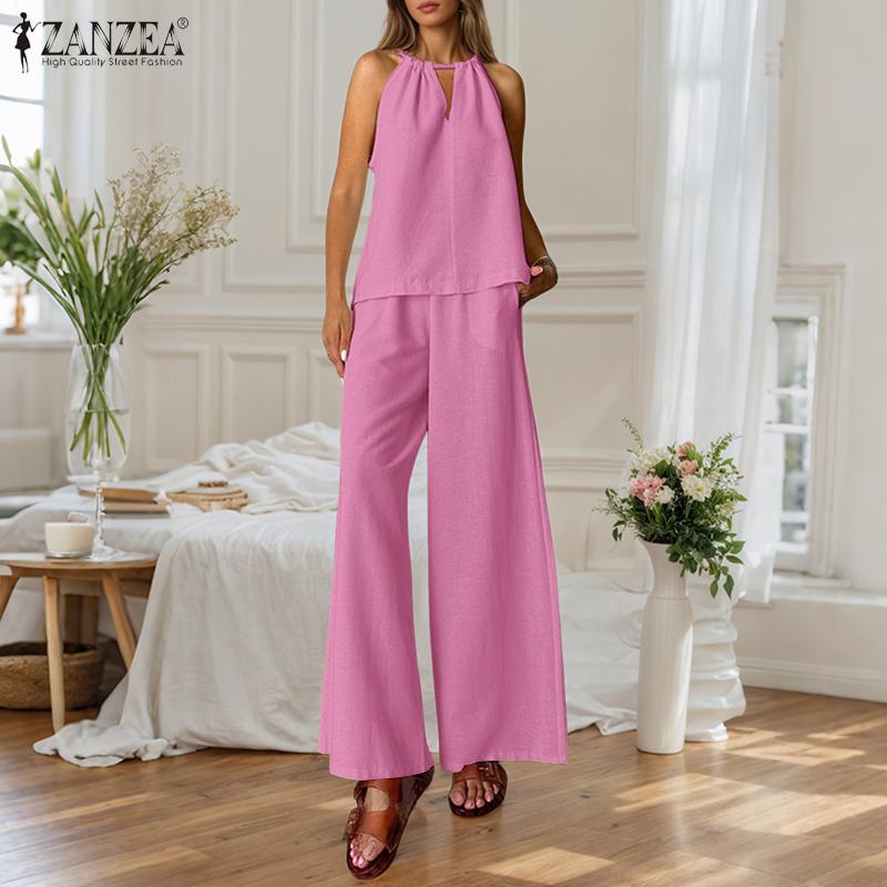 

ZANZEA Women Sleeveless Camisoles and Pants Summer Two Piece Suit Sets XL хаки