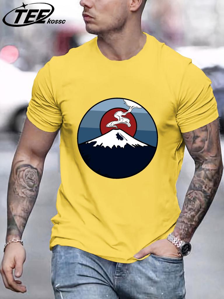 Fuji Volcano Japan Mount Fuji Men Retro TShirts Cotton AllMatch T Shirt Trendy Street Short Sleeve Unisex ONeck Soft Clothes