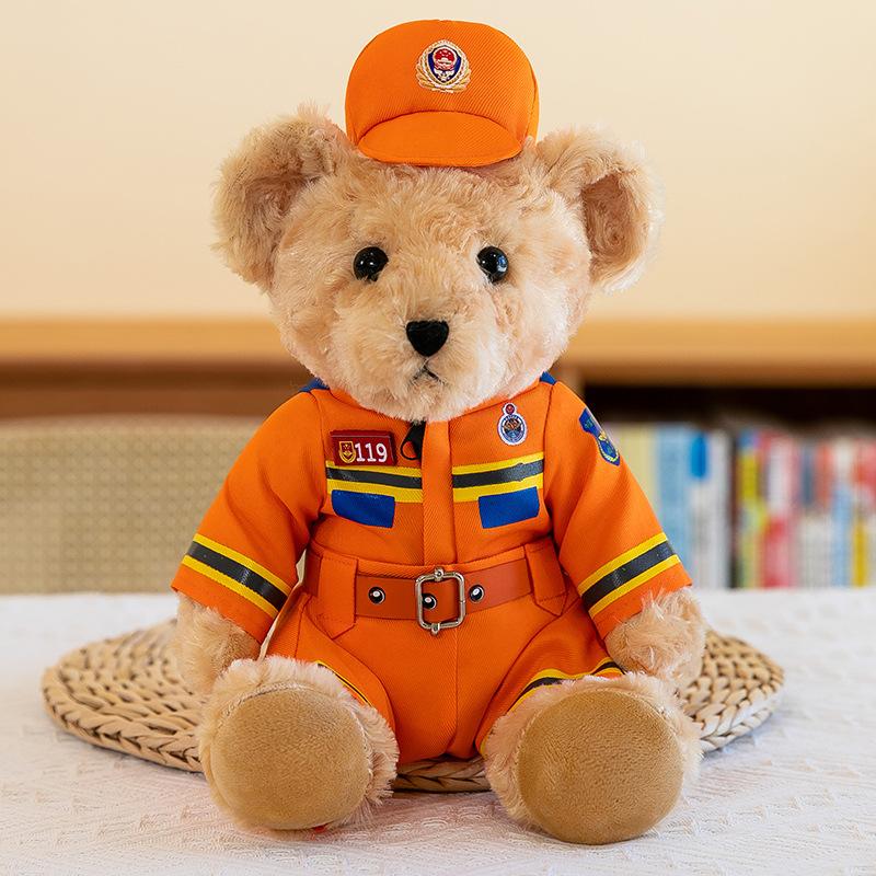 Police bear doll cute firefighter officer reflective cycling suit plush toy gift traffic police bear doll