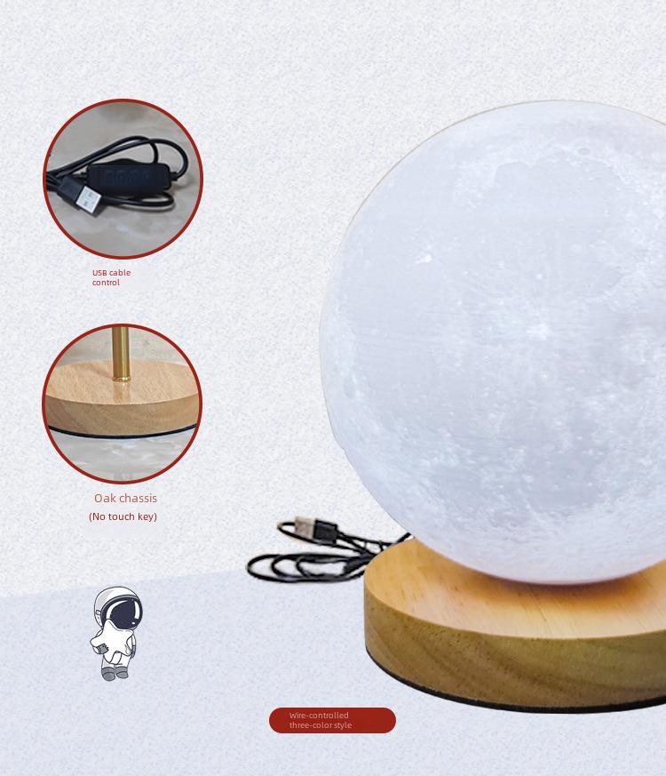 Rotating Moon Lamp Night Light—Creative Bedside Atmosphere Lamp for Bedroom or Desk