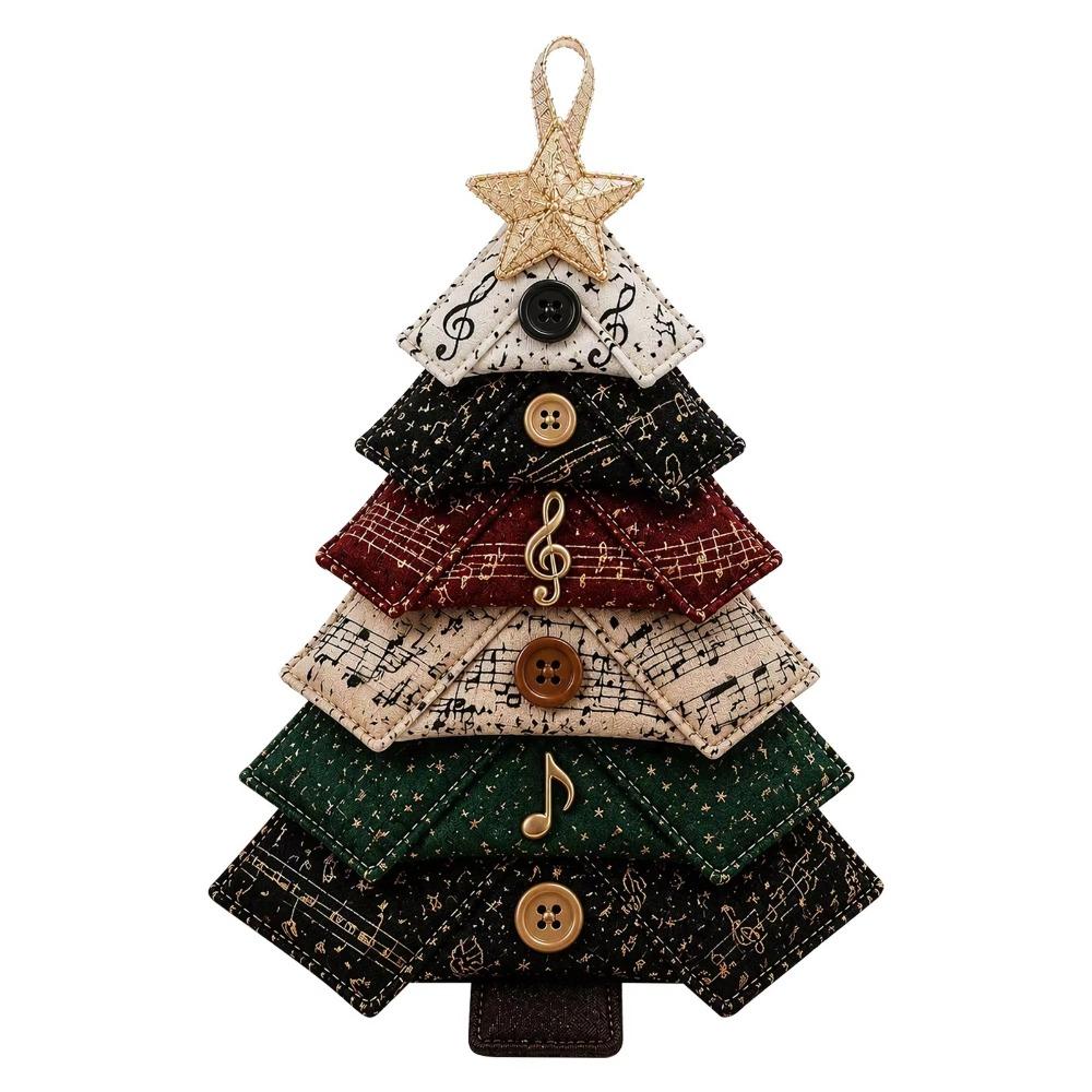 Handgemachtes DIY gestepptes Weihnachtsbaum-Set Vintage-Druck Baumschmuck zum Handnähen DIY-Nähset Florales Ozean-Musik Weicher Stoff