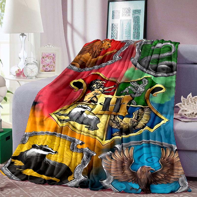Hogwarts Magic School Print Blanket Warm Comfortable Flannel Blanket for Bedrooms, Sofas, Beds, Chairs, Picnics, Travel -LXR24