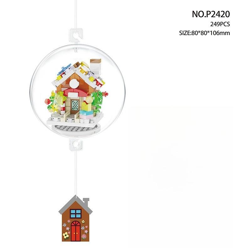 Santa Claus wreath sled decorative pendant, children's educational DIY building block toy, creative gift
