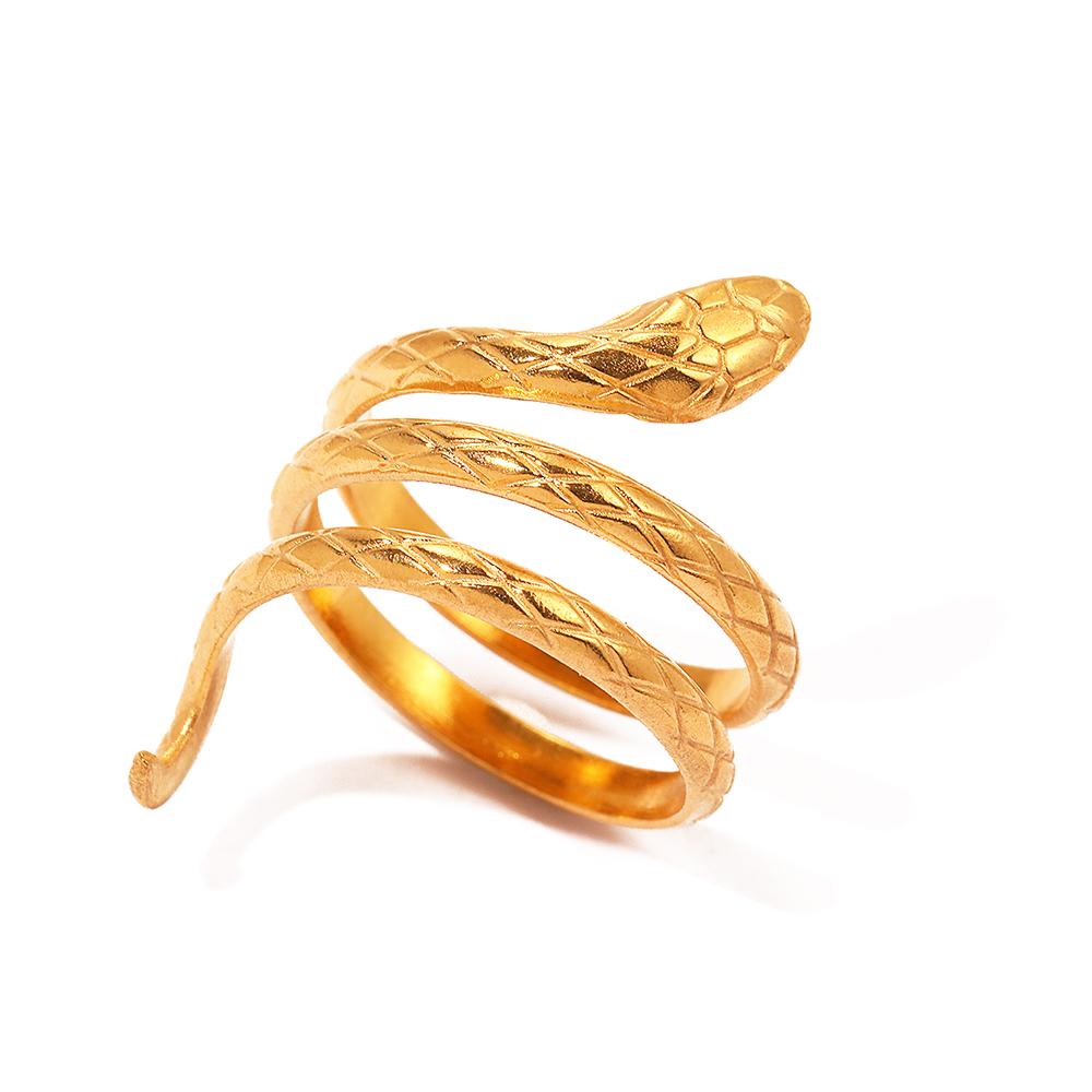 Stainless Steel Rings Personalized Design Punk Serpentine Lovers Ring Fashion Trending Adjustable Ring For Women Zircon  Gifts