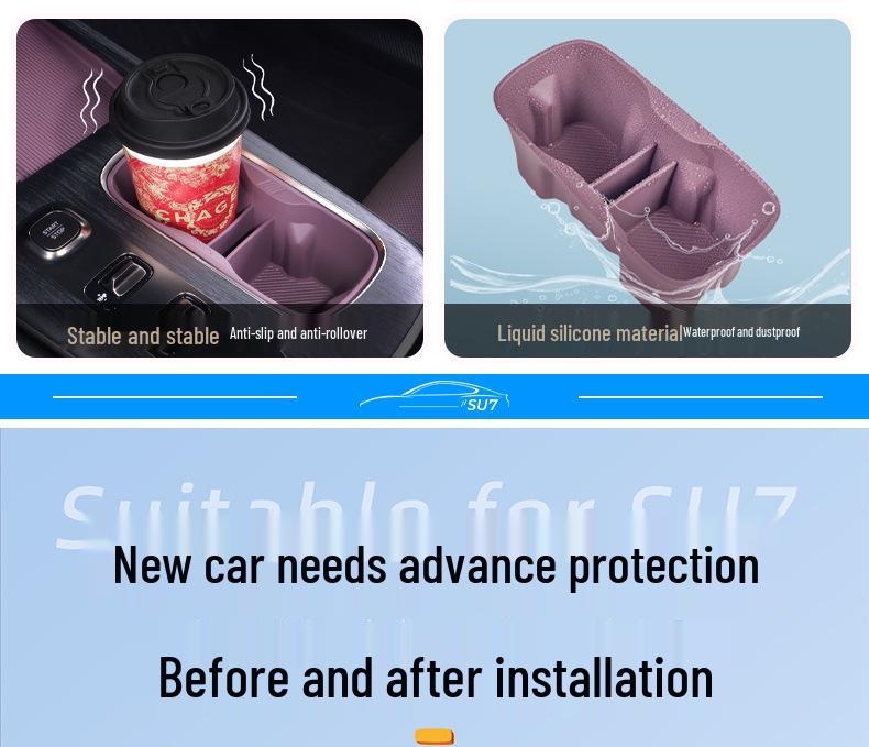 Anti-Slip Shock-Absorbing Cup Holder and Coaster for Xiaomi SU7 Console