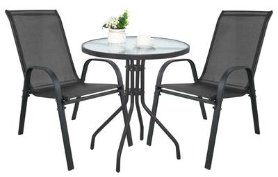 Island Round Table 60Cm + 2X Sofia Chair Dark Gray