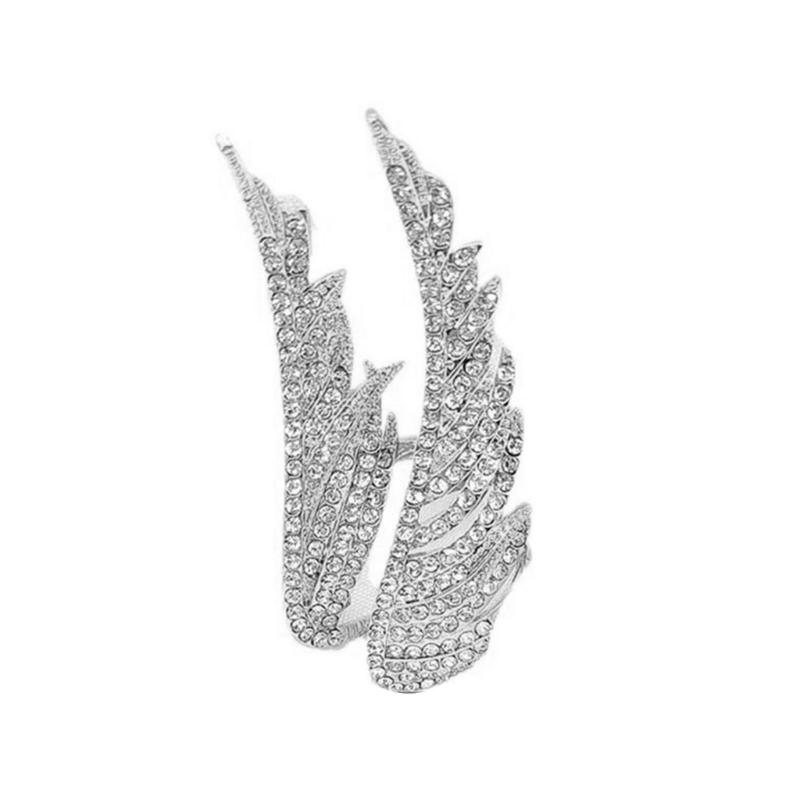 Full Crystals Feather Wing Brooch Vintage Designs Zinc Alloy Jewelry for Women Party Wedding Daily Accessories