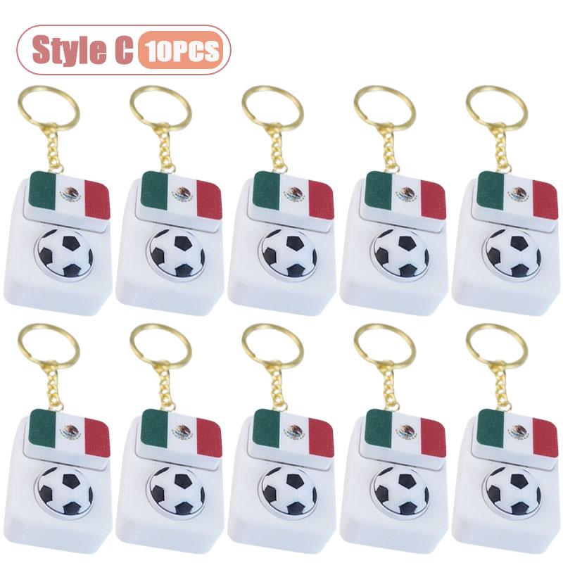 1-10PCS Soccer Fan Collectible Keychain Spinning Clicker Stress Relief Fidget Toy with Flag Pendant Memorial Gift