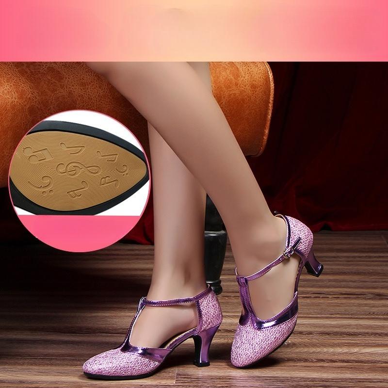 Women's Adult High-Heel Ballroom Dance Shoes with Soft Soles for Outdoor Use
