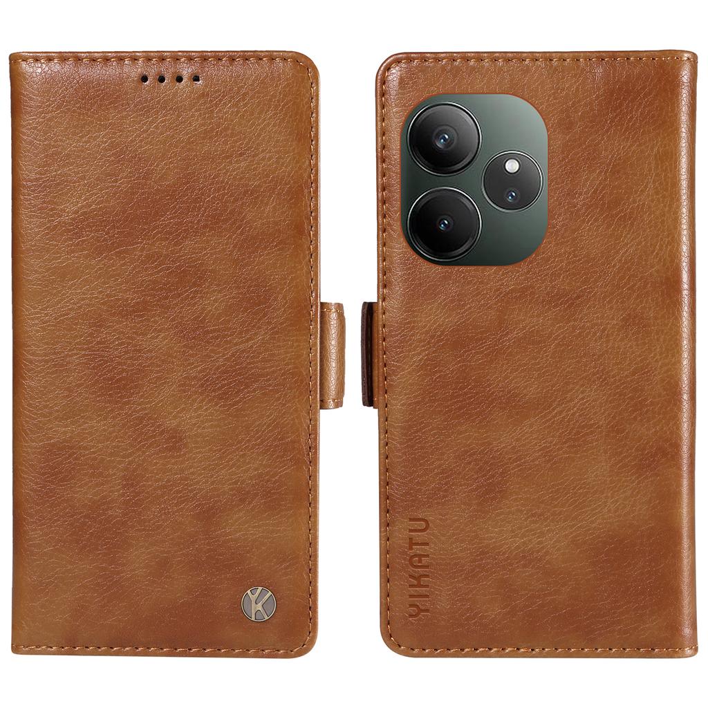 YIKATU YK-007 For Realme GT 6 5G Case Litchi Grain Leather Phone Cover Magnetic Clasps Full Protection