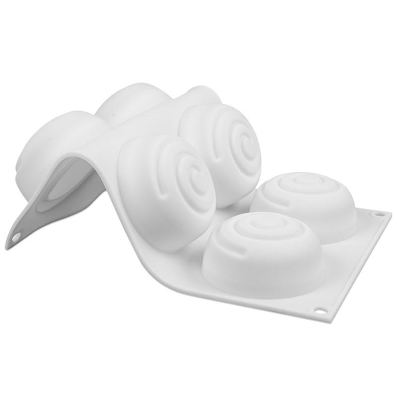 Soap Mould Round Whirlpool Silicone Rubber 6 Cavities Mousse Cake Baking Mold