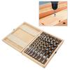 8pc Carbon Steel Auger Bit Set Wooden Case Machined Hex Shank Drill