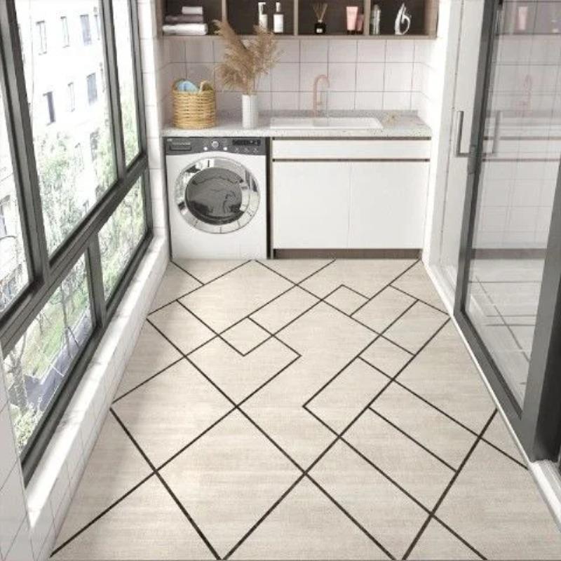 Striped PVC Kitchen Carpet Living Room Non-slip Leather Rugs Thick Entrance Door Mat Balcony Waterproof Oil-proof Large Area Rug