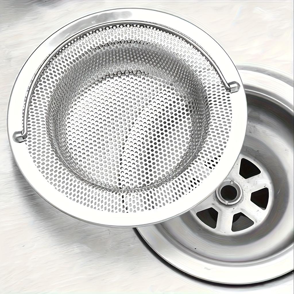 Spülbeckenfilter aus Edelstahl mit Griff Edelstahl Rostfreies Maschensieb Abfluss, Küchen- und Badezimmerspüle, Leicht zu reinigendes, verstopfungsresistentes Design