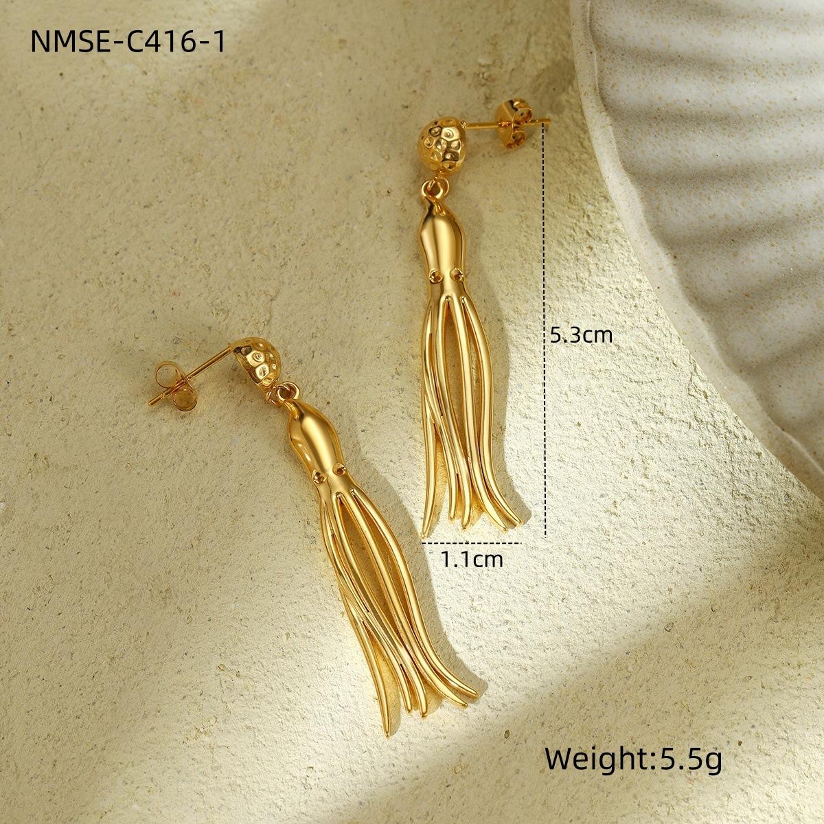 GEMCHIC Women s Octopus Stainless Steel Tassel Earrings Fashion Geometric Animal Drop Earrings