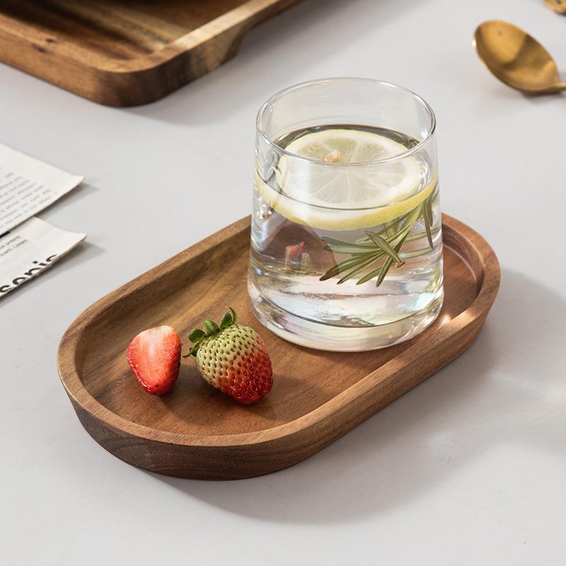 Acacia Wood Coffee Tray Decorative Wooden Tray Rectangular Kitchen Tray, Chinese Tea Set Kitchen Storage Accessories CTP001