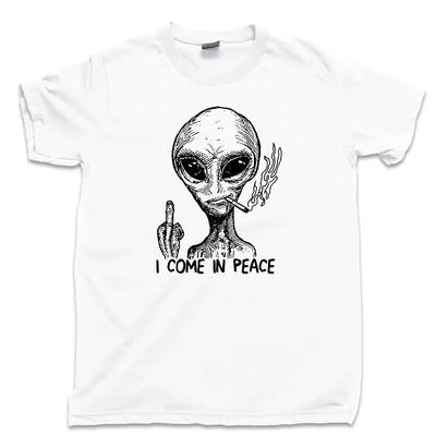 Alien I Come In Peace Aliens Invaded The Earth and Headed for Outer Space Comfortable and Breathable Funny Men's Clothing Tee