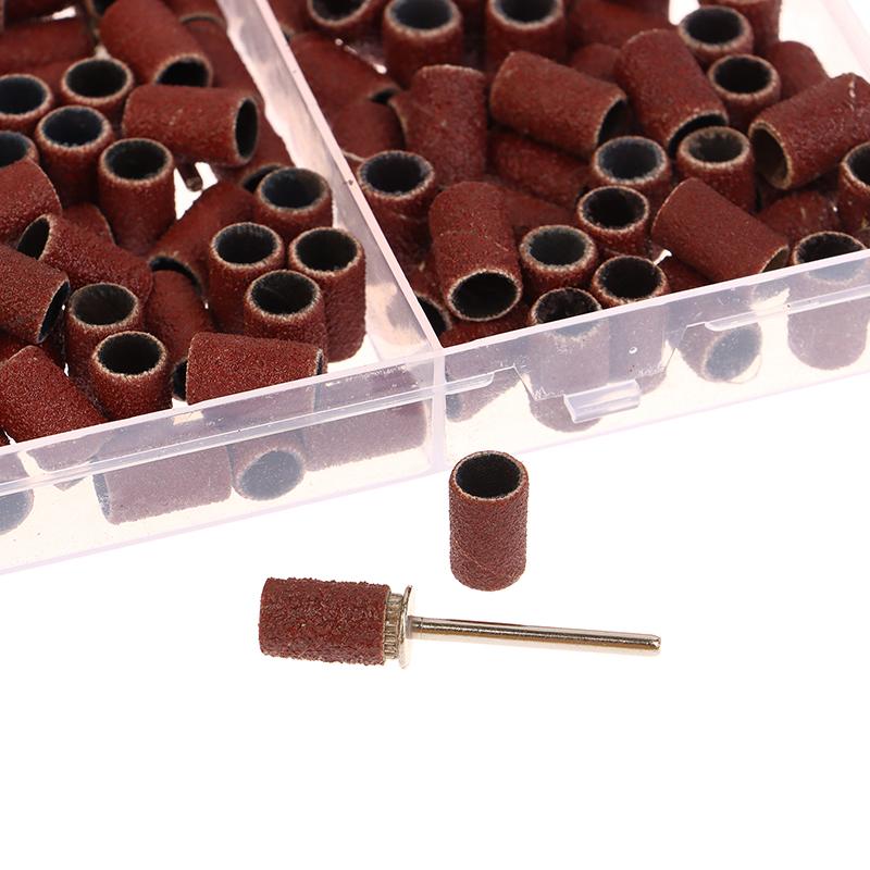 75/210Pcs/Box Sanding Cap Bands For Electric Manicure Machine 180/120/80 Grit Nail Drill Grinding Bit Files Pedicure Tool Set