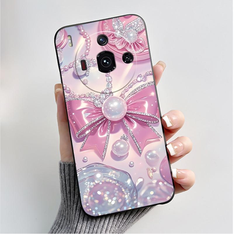 Printing Case For ZTE Nubia Z50S Pro 5G Funda ZTE Nubia Z60S Pro 5G Cover Soft Silicone Black Shell Cute Flower Cartoon Casing