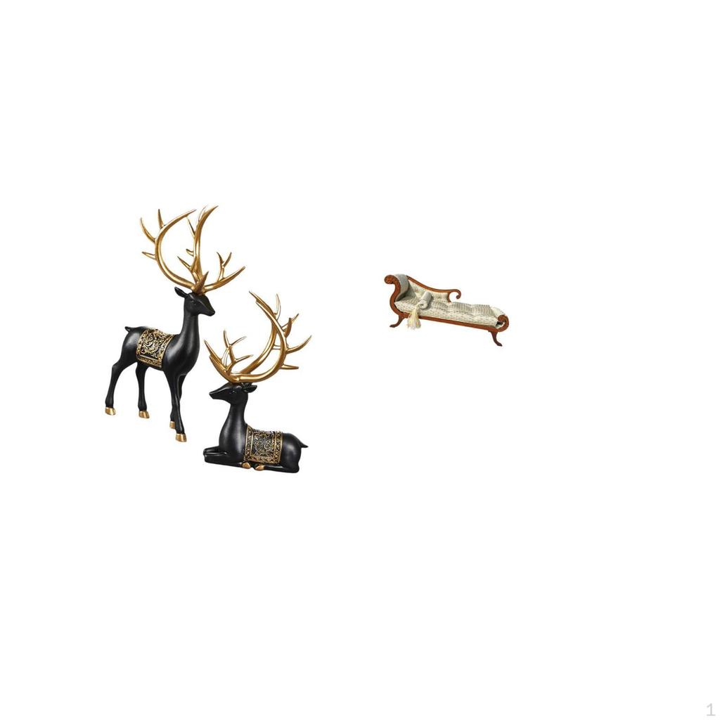 Reindeer Sculpture Elk Resin Statue Collection Deer Figurine Animal Figure for Cabinet Tabletop