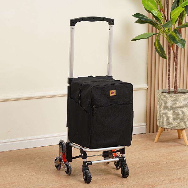 

Compact Aluminum Stair-Climbing Shopping Cart with Cloth Bag and Pull Rod