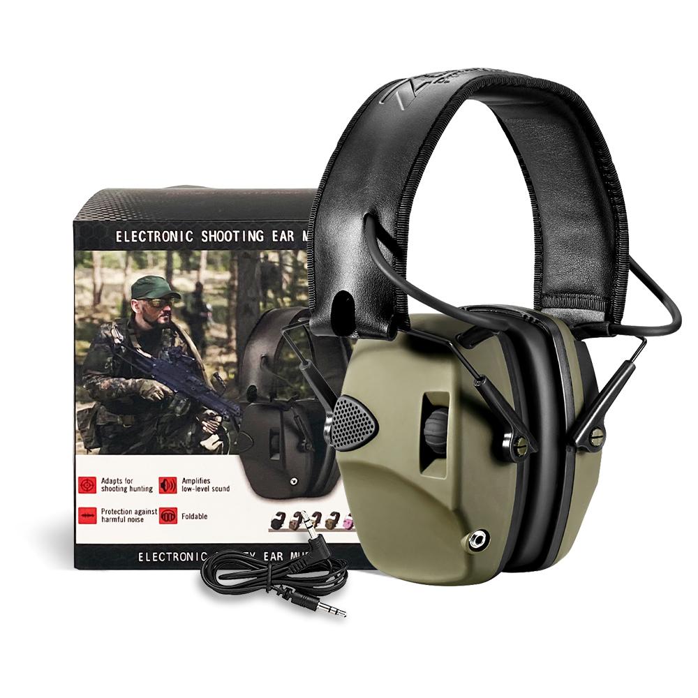 ZH ABS Noise Cancelling ANSI Certified Foldable Earmuffs with 27dB Noise Reduction for Shooting Hunting Gun Hearing Protection (Green,SNR 27dB)