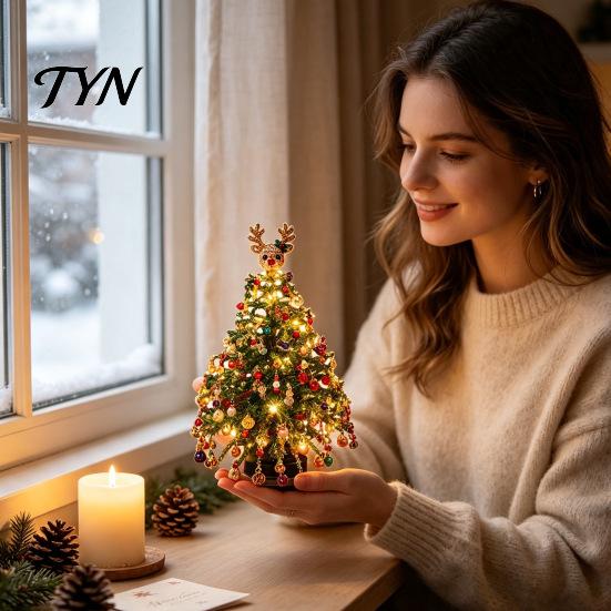 Kit per Lavoretti Albero di Natale Kit con Perline Fai da Te Set Festivo in Cristallo Sintetico per Creare Decorazioni da Scrivania Festive per Adulti Principianti, Decorazione Fatta a Mano da Tavolo