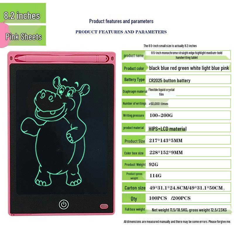 Kids' LCD Drawing Tablet - 6.5/8.5/10/12 Inch with One-Click Clear Screen