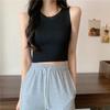 Green Knit Tank Top Sleeveless Short Women's Crop Top Solid Color Inner Wear Outer Skinny Short Vest Korean Fashion
