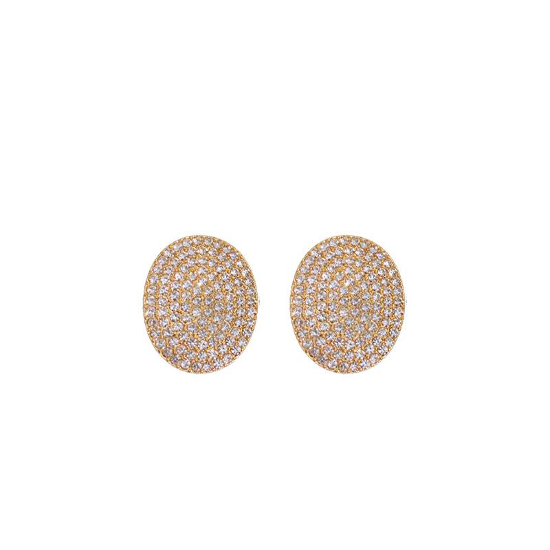 Silver Needle Diamond Elliptical Geometric Stud Earrings Niche Light Luxury Design Earrings Dress Versatile Premium Earrings