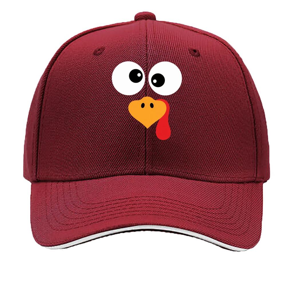 Quirky Turkey Face Cartoon Thanksgiving Graphic Sandwich Baseball Cap Unisex Women Sun Cap Outdoor Workouts Hat